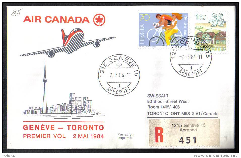 VER865 - CANADA , AIR CANADA First Flight  Geneve Toronto 2/5/1984 - First Flight Covers