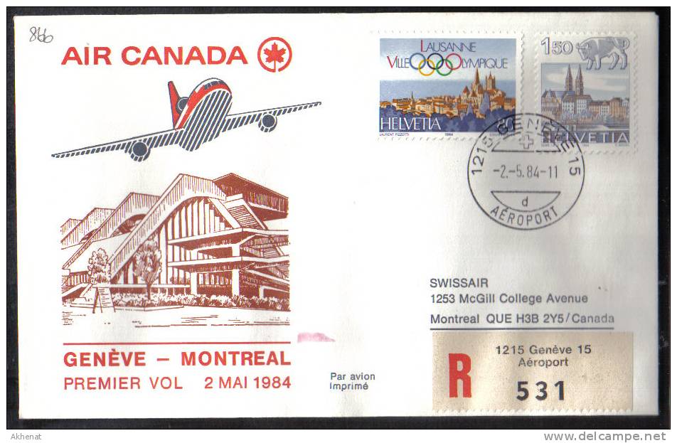 VER866 - CANADA , AIR CANADA First Flight  Geneve Montreal 2/5/1984. - Primeros Vuelos