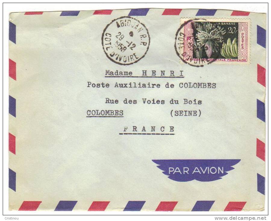 Timbre COTE D'IVOIRE Par Avion 1958 - Cartas & Documentos