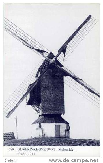 GIJVERINKHOVE Bij Alveringem (W.Vl.) - Molen/moulin - Blauwe Postkaart Ons Molenheem V.d. Houten Molen Vóór Verplaatsing - Alveringem