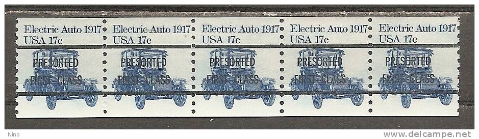 USA. Scott # 1906a, MNH. Precanceled Coil Strip Of 5 Phosph. Tagged. Transportation 1984 - Precancels