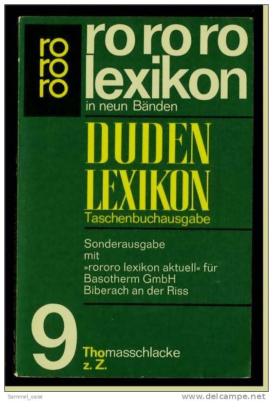 Rororo  Duden Lexikon  -  Nr. 9  Tho Bis Z.Z.  -  Taschenbuchausgabe 1969 - Lexiques