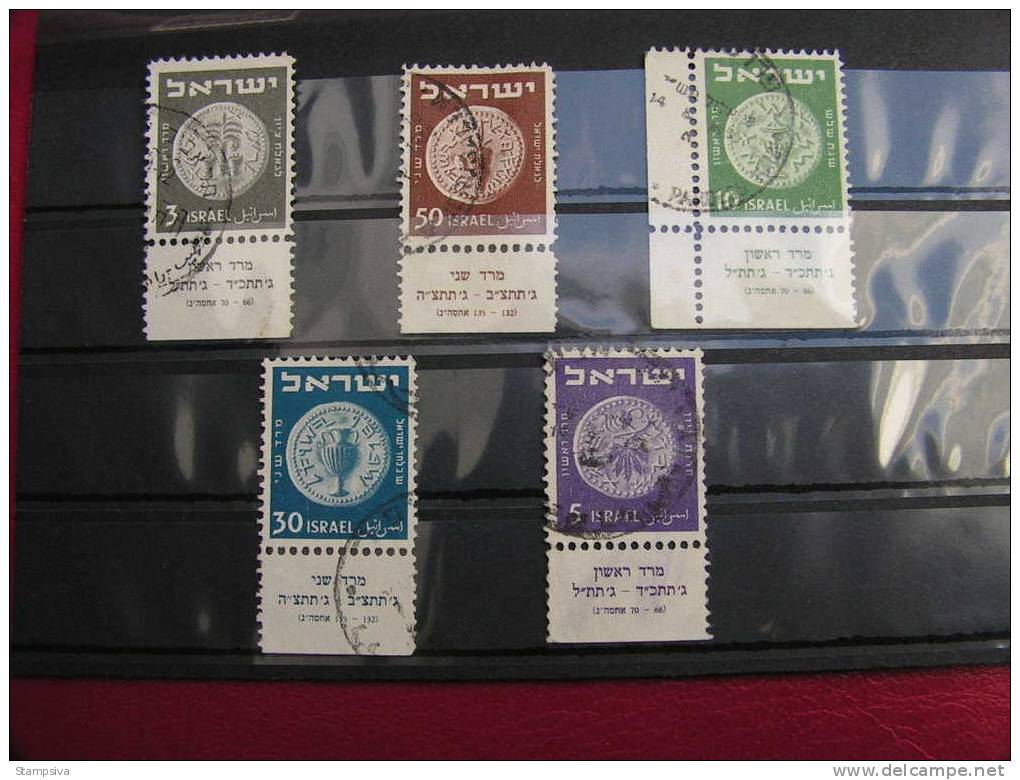 == Israel, 1949 Mit Tab , Altes  Lot Aus 22-27   Michel Ca. 110,00 - Oblitérés (avec Tabs)