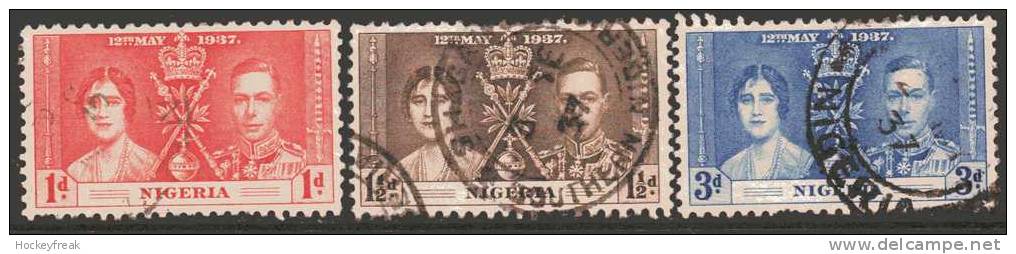 Nigeria 1937 - Coronation SG46-48 VGU Cat £10.50 SG2020 - Nigeria (...-1960)