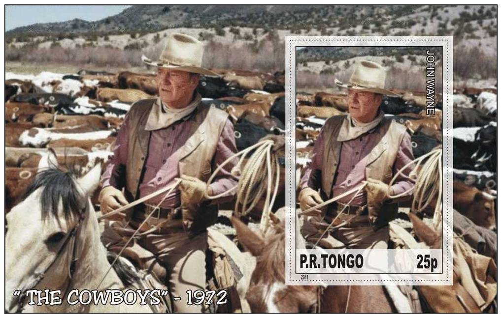 JOHN WAYNE - The Cowboys - The Movie Small Block MNH Imperforated Cinderella - Acteurs