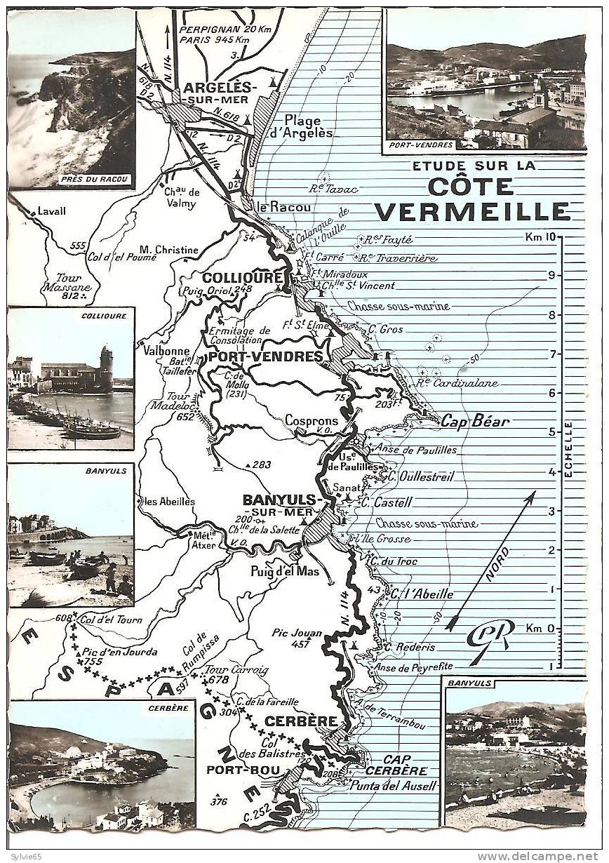 étude Sur La COTE VERMEILLE-carte Géo+multivues:LE RACOU;COLLIOURE;BANYULS.PORT6VENDRES,CERBERE - Sonstige & Ohne Zuordnung