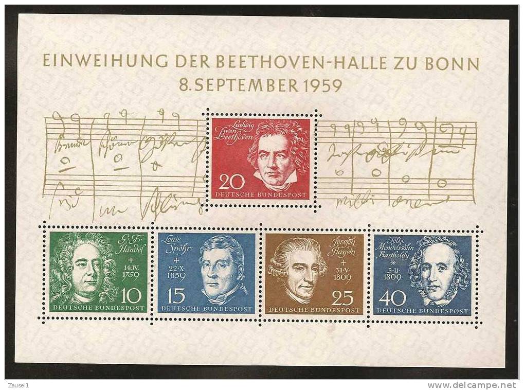 Block 2 -  Einweihung Der Beethoven-Halle Bonn 1959 Postfrisch - Ungebraucht