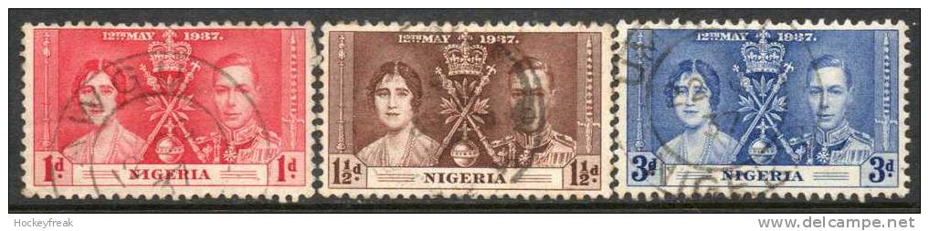 Nigeria 1937 - Coronation SG46-48 VGU Cat £10.50 SG2020 - Nigeria (...-1960)