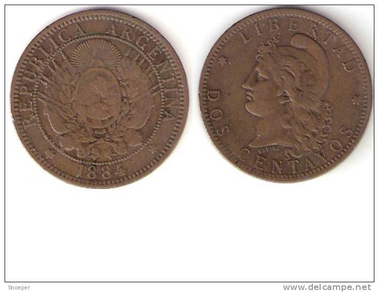 Argentina 2 Centavos 1884  Km 33 Vf - Argentine