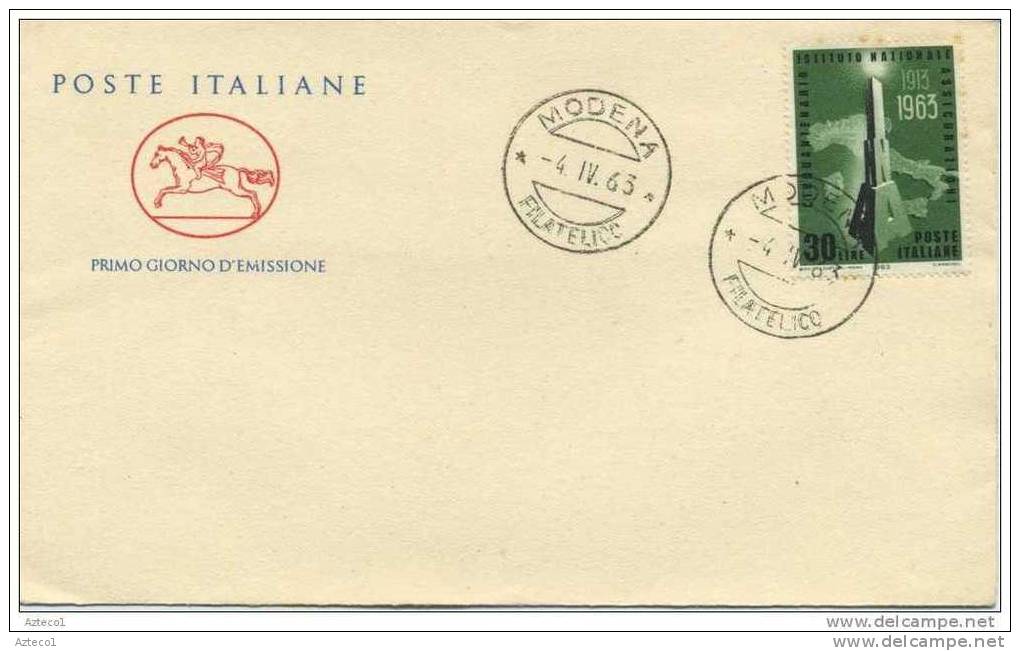 ITALIA - FDC CAVALLINO 1963  - INA ASSICURAZIONI - FDC