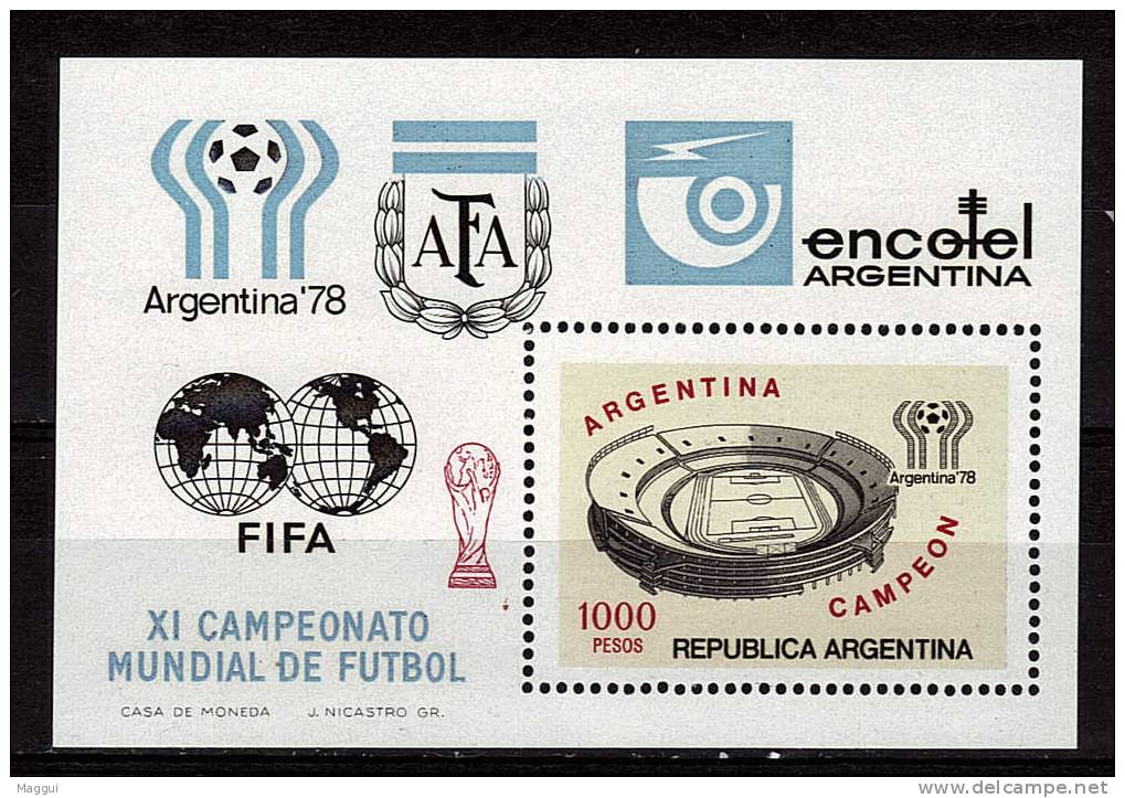 ARGENTINE  BF 19  * *  SURCHARGE  Cup 1978  Football  Fussball Soccer Stade - 1978 – Argentine
