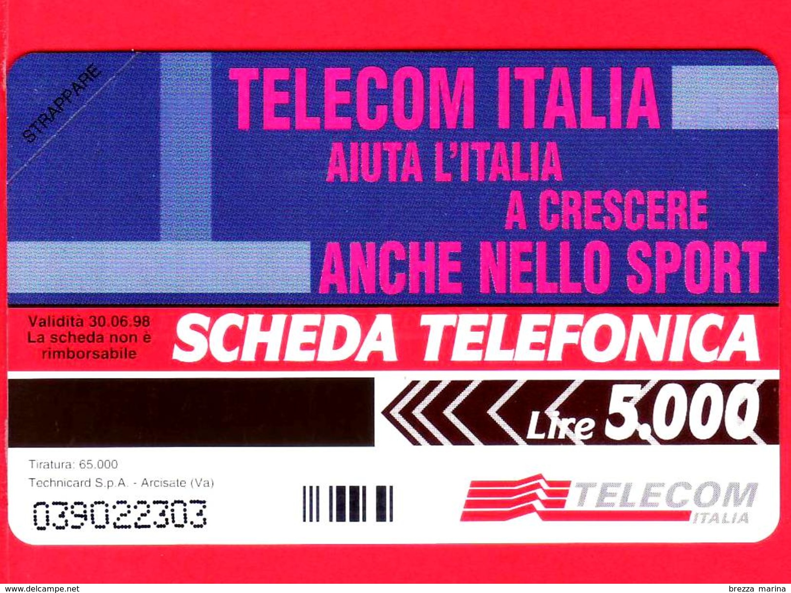 Nuova - MNH - ITALIA - Scheda Telefonica - Telecom - 100 Anni - La Gazzetta Dello Sport - Golden 507 - Publiques Figurées Ordinaires