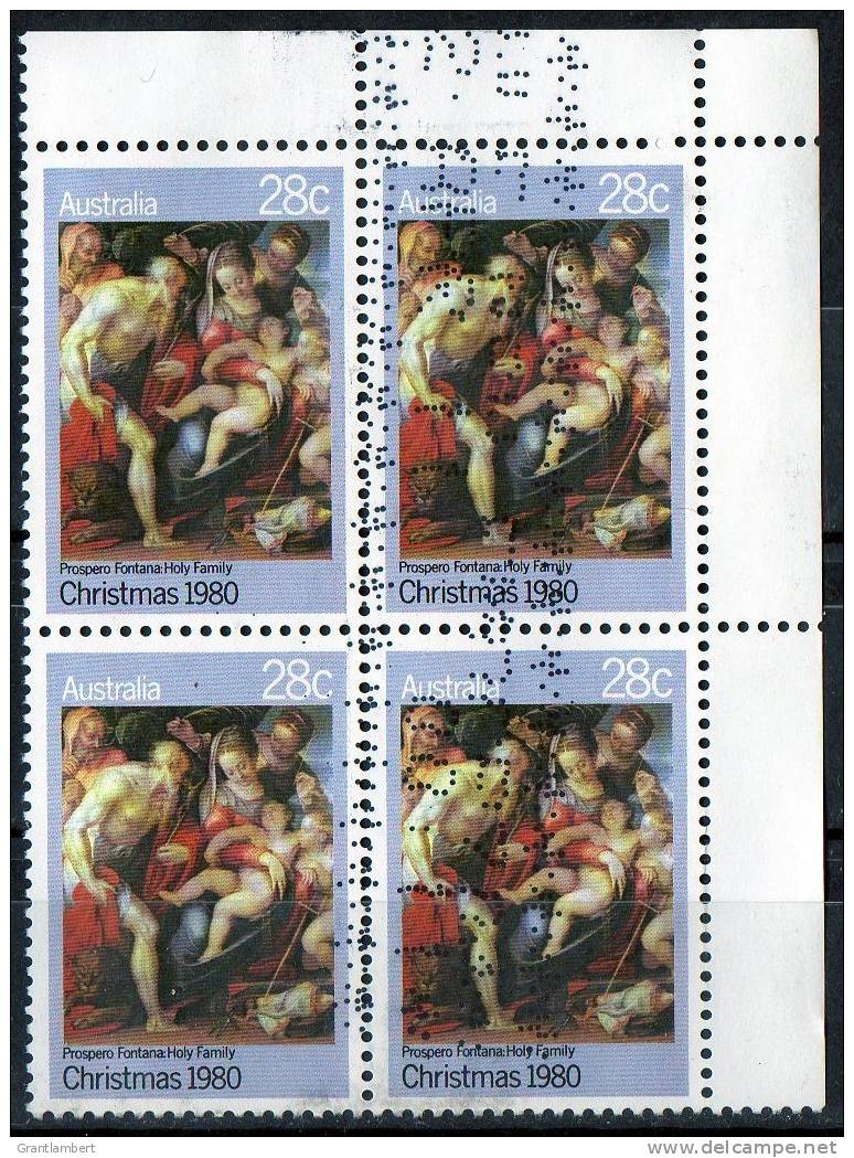 Australia 1980 28c Christmas - Holy Family Block Of 4 Used  SG 759 - Mint Stamps