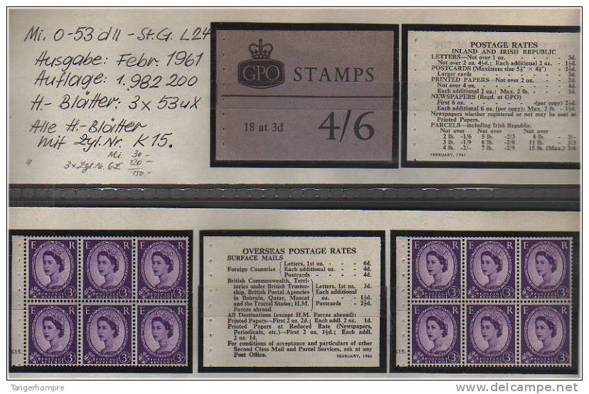 Grossbritannien - Februar 1961, Markenheftchen Mi. Nr. 0-53 D II Mit Zylindernummer. - Booklets