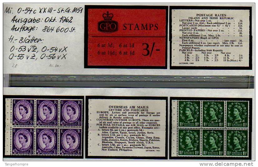 Grossbritannien - Oktober 1962, Markenheftchen Mi. Nr. 0-54 C XXIII. - Carnets