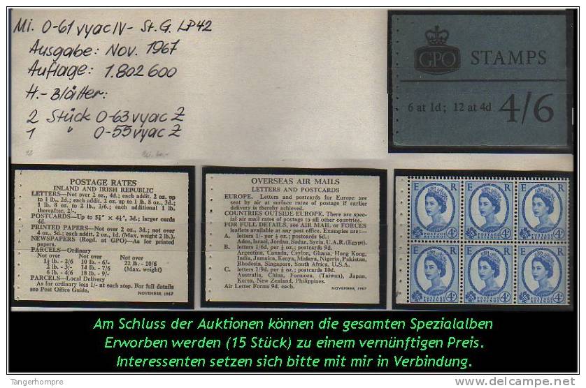 Grossbritannien - November 1967, Markenheftchen Mi. Nr. 0-61 Vyac IV. - Booklets