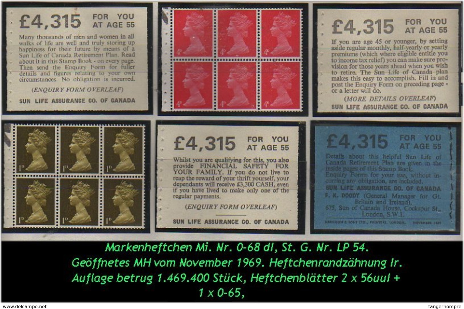Grossbritannien - Januar 1968, Markenheftchen Mi. Nr. 0-61 Vyac V Mit Zylindernummer. - Carnets