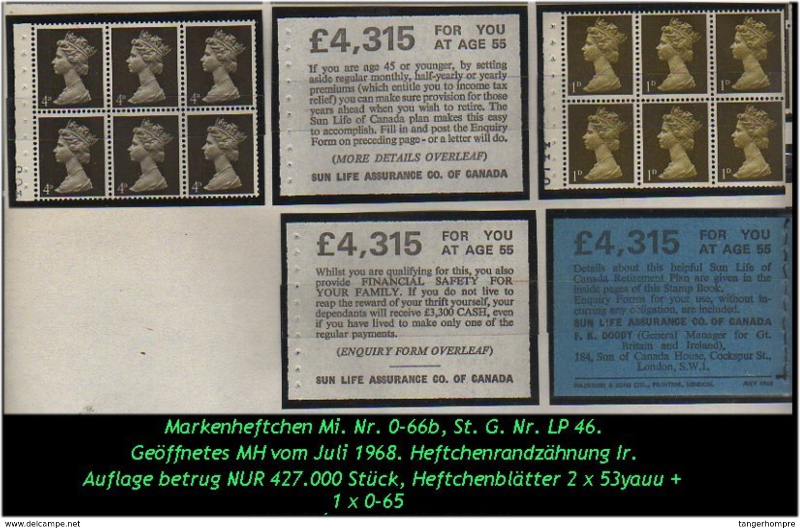 Grossbritannien - Juli 1968, Markenheftchen Mi. Nr. 0-66 B. - Carnets