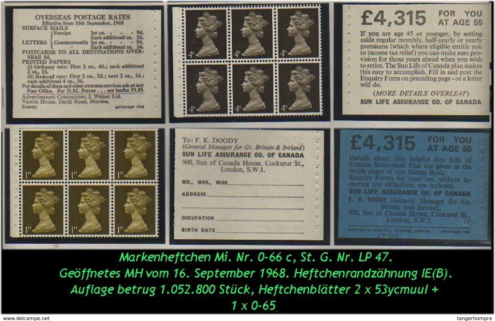 Grossbritannien - September 1968, Markenheftchen Mi. Nr. 0-66 C. - Booklets