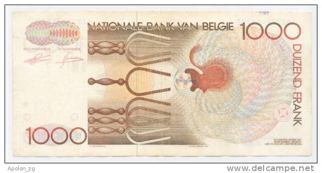 BELGIUM:  1000 Francs ND1980/96 VF+  A.Gretry * P-144a  SCARCE BANKNOTE ! - 1000 Francs