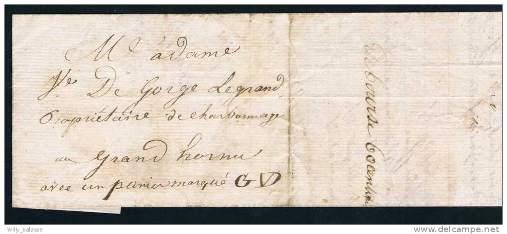 Belgique Precurseur 1839 Lettre Datee De M Ons Avec Manuscrit "avec 1 Panier Marqué GVD" + "Deboursé 60 Centimes" - Autres & Non Classés