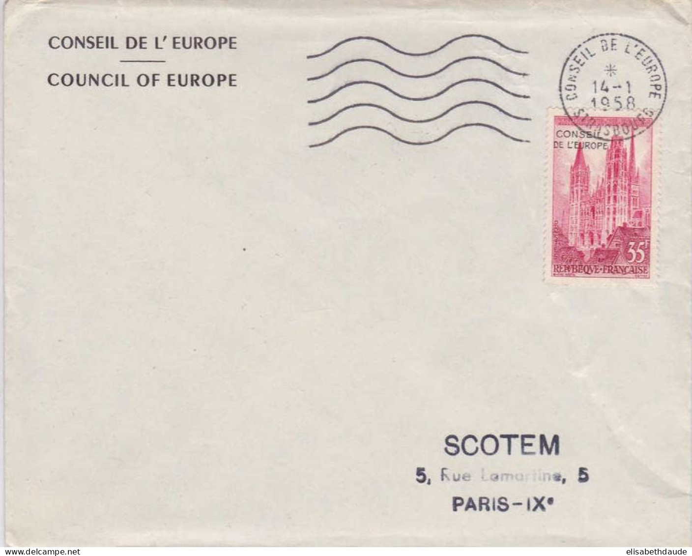 1958 - YVERT N° SERVICE 16 (CONSEIL DE L'EUROPE) SEUL Sur LETTRE De STRASBOURG FDC - COTE DALLAY = 30 EUROS - Oblitérations Mécaniques (Autres)