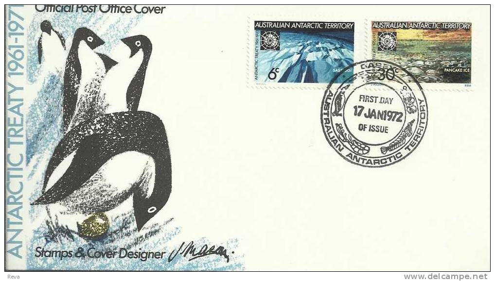 AUSTRALIA  FDC 10TH ANN. OF ANTARCTIC TREATY 2 STAMPS DATED 17-01-1972 CASEY BASE CTO SG? READ DESCRIPTION !! - Covers & Documents