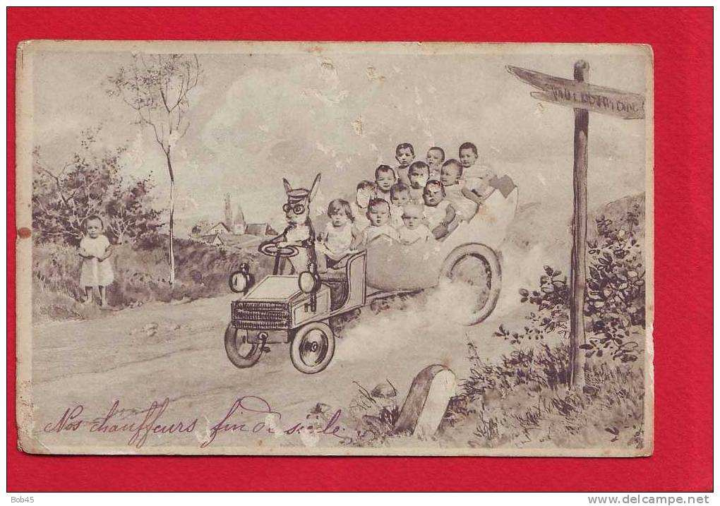 456 - CARTE BEBE VOYAGE VOITURE TACOT LAPIN - Babies