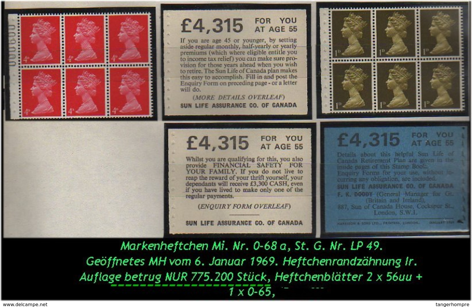Grossbritannien - Januar 1969, Markenheftchen Mi. Nr. 0-68 A. - Booklets