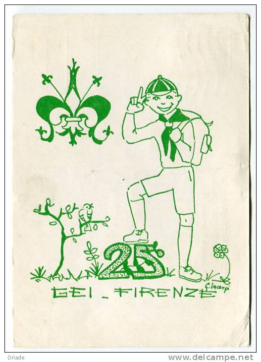 CARTOLINA FORMATO GRANDE SCOUT 25° ANNIVERSARIO RICOSTITUZIONE SEZIONE FIRENZE 1944 1969 - Pfadfinder-Bewegung