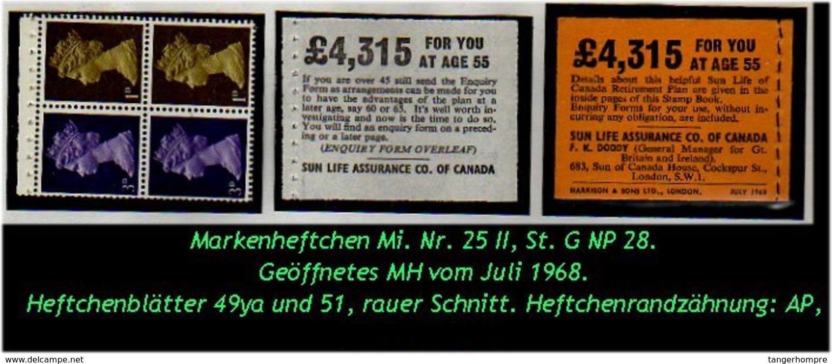 Grossbritannien - Juli 1968, Markenheftchen Mi. Nr. 25 II. - Libretti