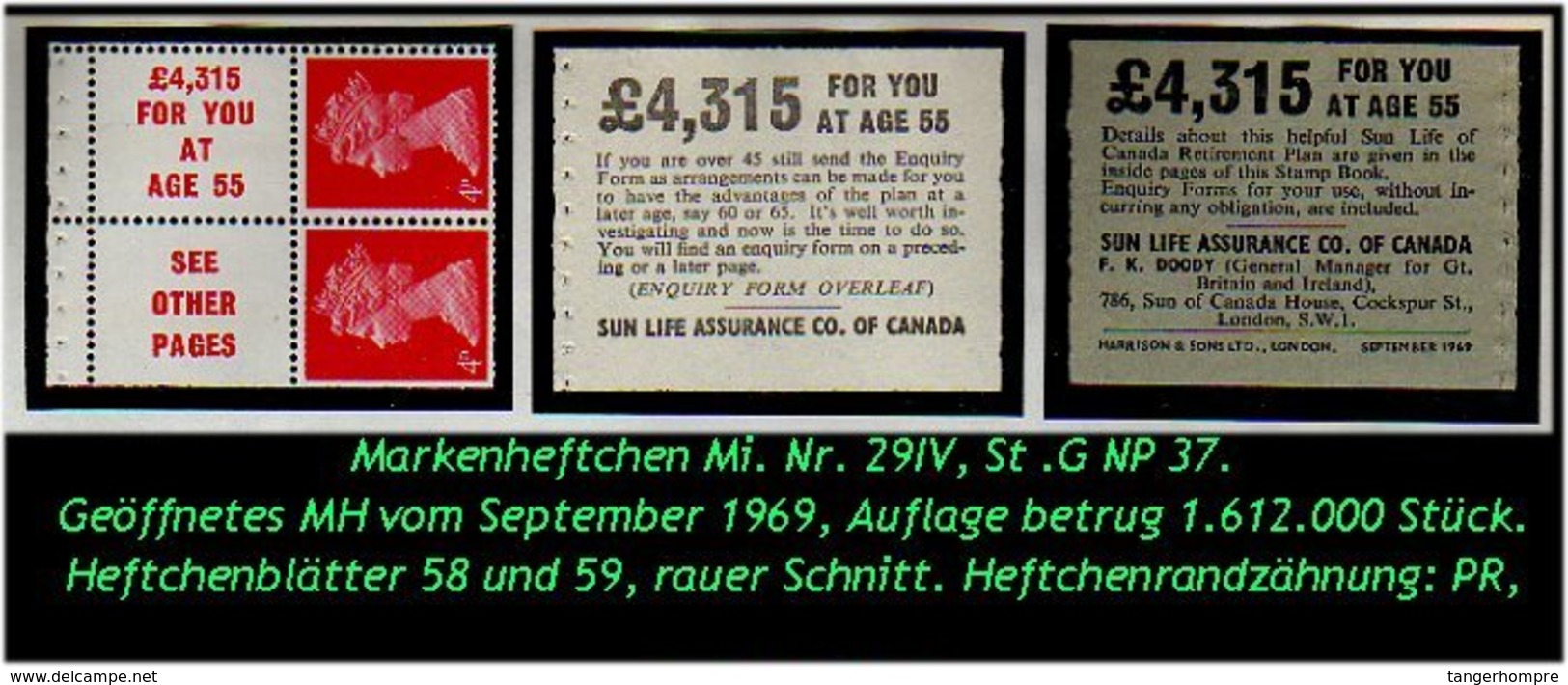 Grossbritannien - September 1969, Markenheftchen Mi. Nr. 29 IV. - Libretti