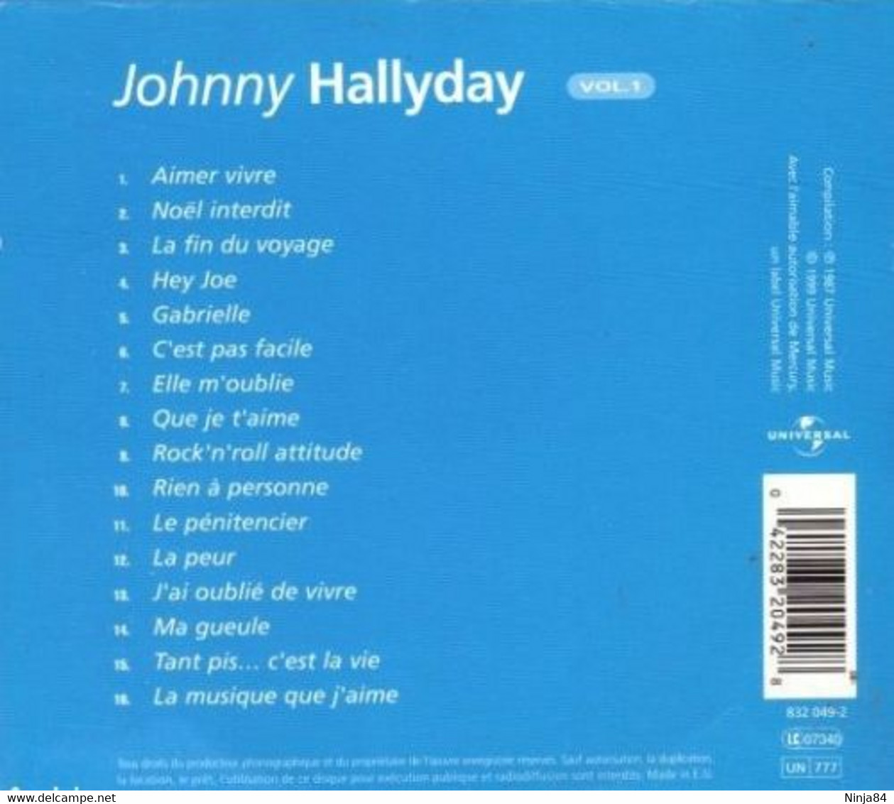 CD Johnny Hallyday / Michel Berger / Michel Mallory / Pierre Billon / Didier Barbelivien " Les Talents Du Siècle Vol:1 " - Otros - Canción Francesa