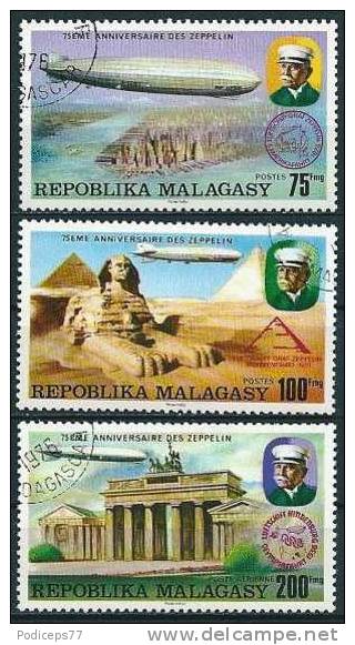 Madagaskar  1976  75 J. Zeppelin  (part Set)  Mi-Nr.785/87  Gestempelt / Used - Zeppelins