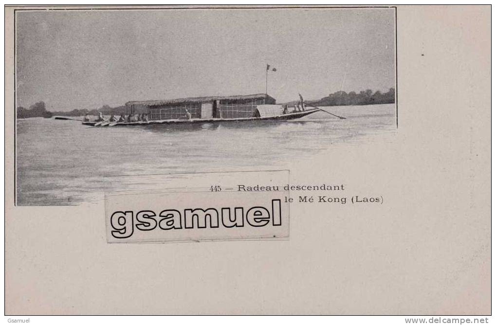 Asie : Laos . -  Radeau Descendant Le Mé Kong. - (voir Scans Recto-verso). - Laos