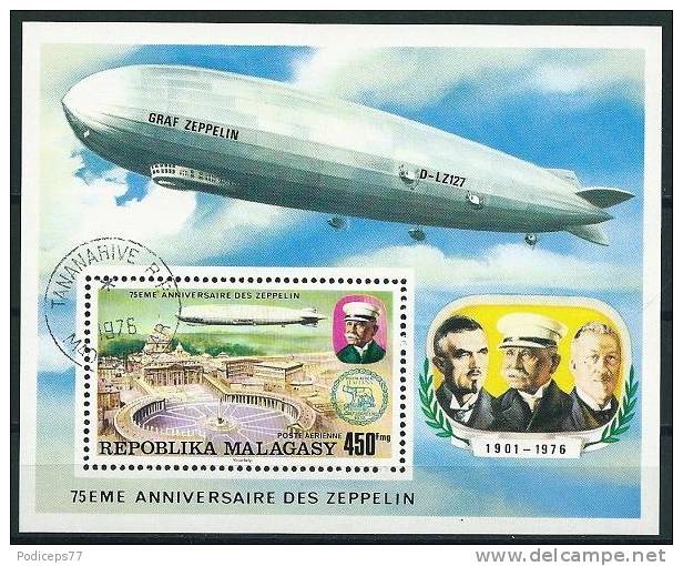 Madagaskar  1976  75 J. Zeppelin  Mi-Nr.Block 11  Gestempelt / Used - Zeppelins