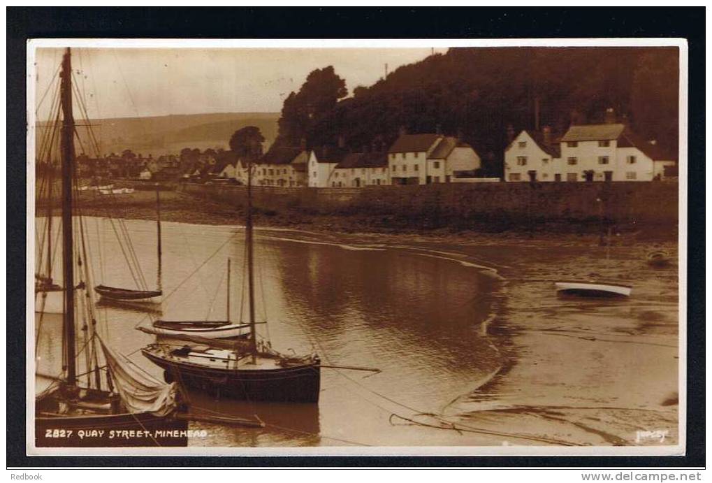 RB 697 - 1958 Judges Real Photo Postcard Quay Street Houses & Harbour Minehead Somerset - Cheddar