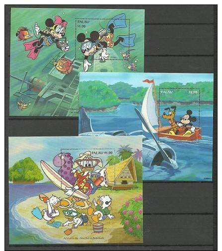 PALAU-3 FOGLIETTI DISNEY-NUOVI MNH** - Palau