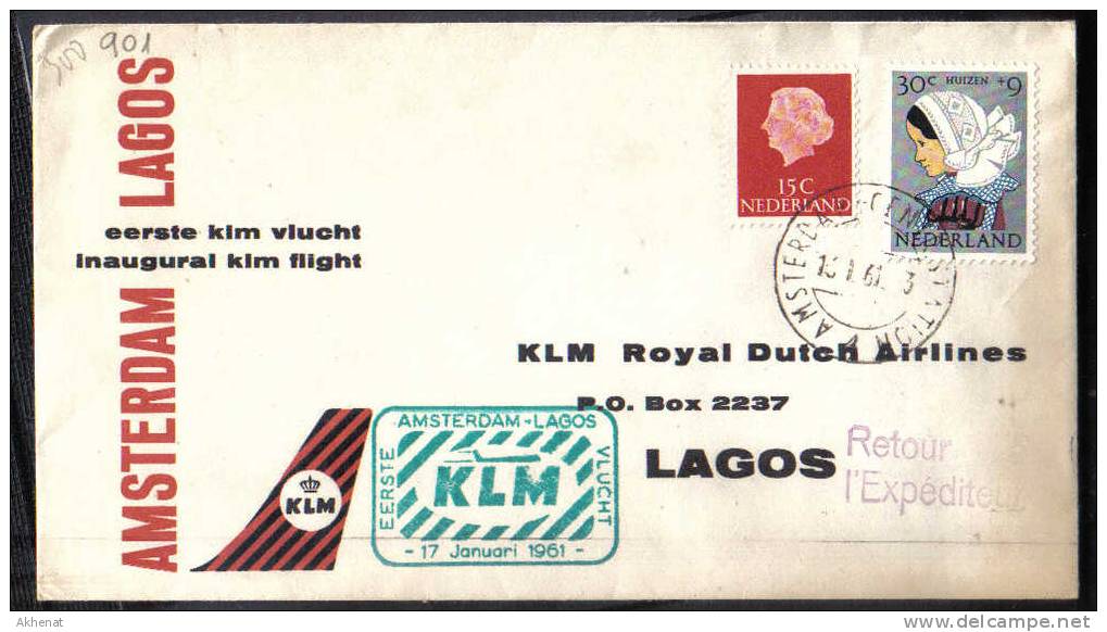 VER901 - KLM Volo Amsterdam Lagos  Del 17/1/1961 - Poste Aérienne