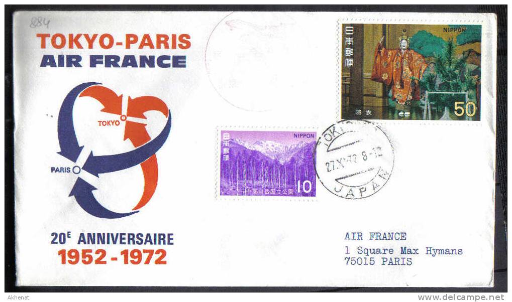 VER884 - AIR FRANCE 20 Anniversario Volo Tokyo Parigi 27/11/1972 - Lettres & Documents