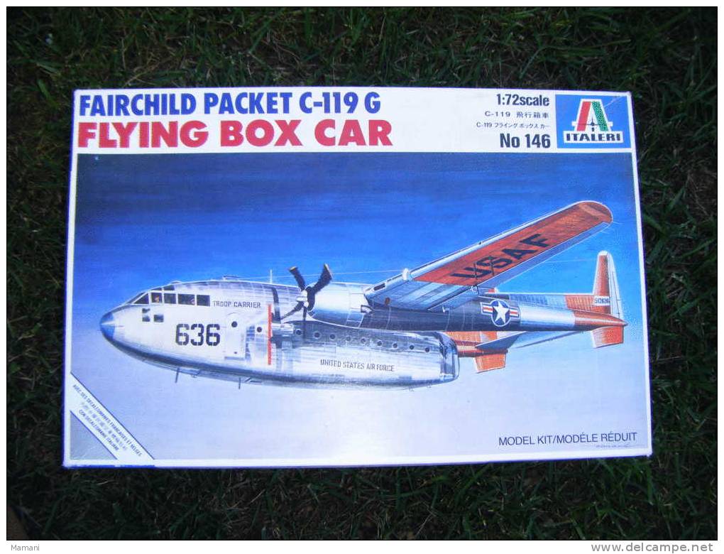 Maquette Avion Militaire-en Plastique---fairchild Packet C.119g-flying Box Car 1/72-c--119-italieri N°146 - Avions