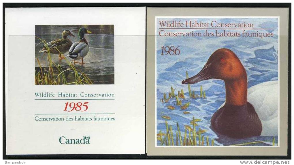 Canada 1985 & 1986 Duck Stamps Mint Never Hinged In Original Folders - Revenues