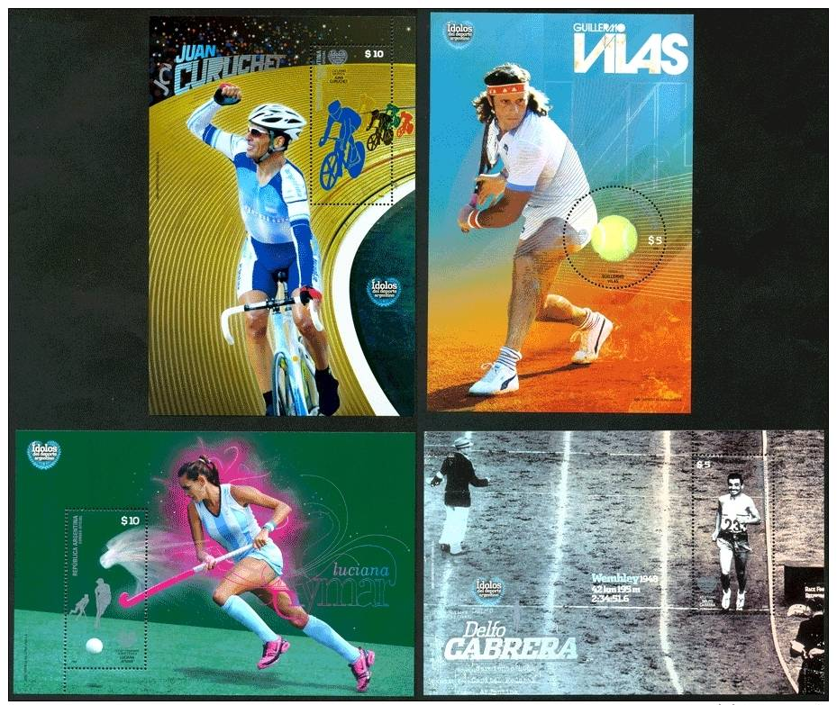 ! ARGENTINE / ARGENTINA: Mi Bl. 109-112 Yv BF #107-110 Sport: Cyclisme, Tennis, Hockey (2009) MNH / Neuf *** - Athletics