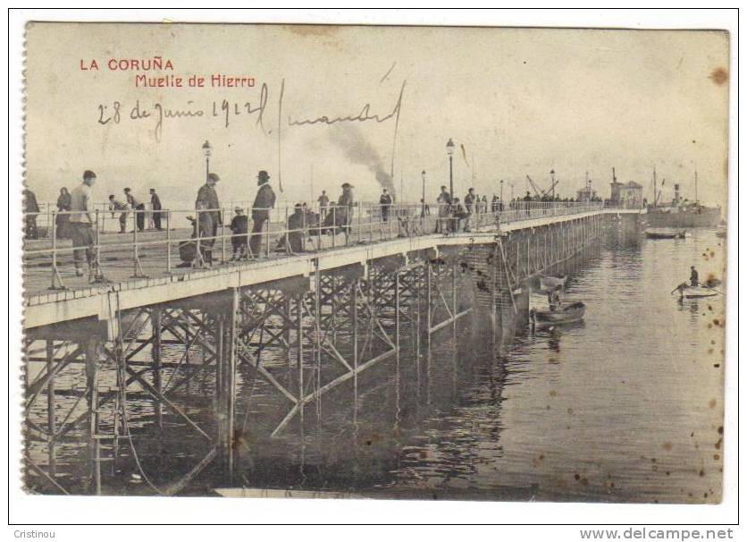 ESPAGNE LA CORUNA Muelle De Hierro 1912 - La Coruña