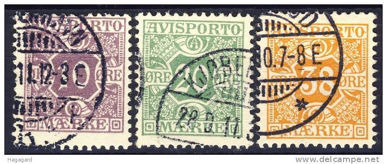 ##Denmark 1907. Newspaper Dues. Michel 4-6X . Cancelled(o) - Postage Due