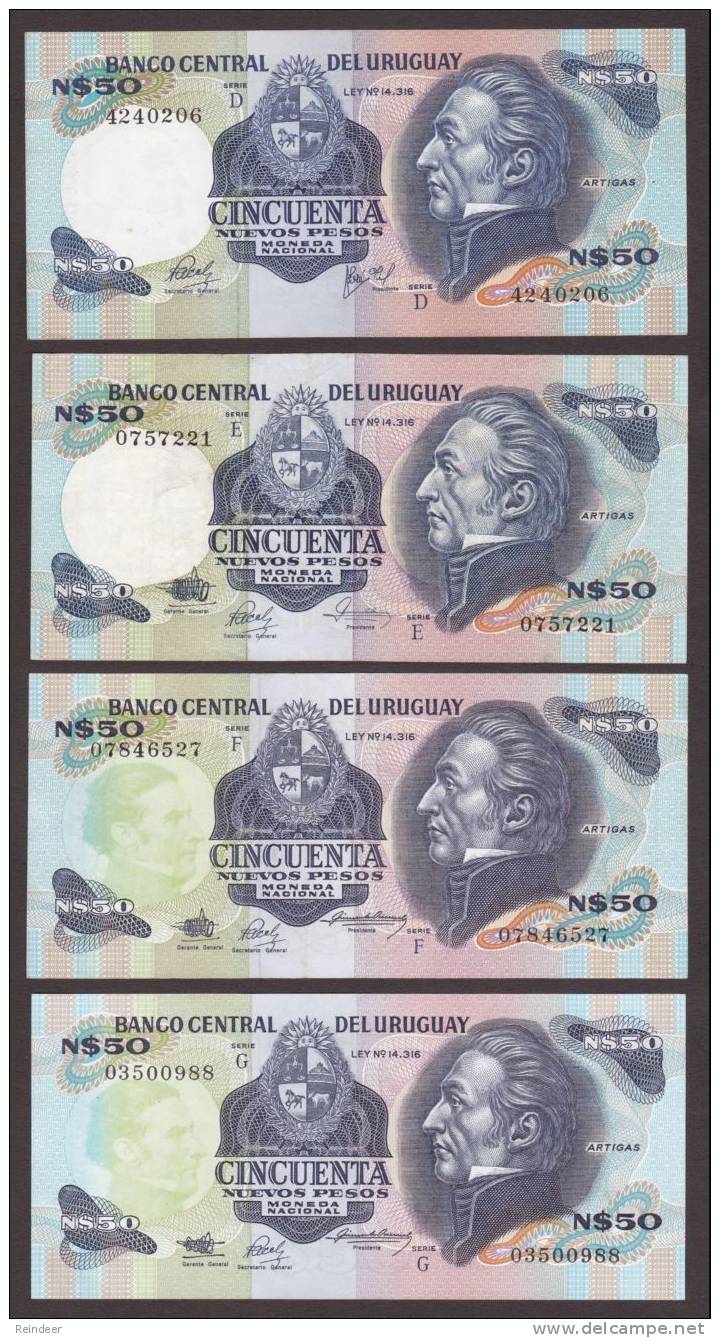 * URUGUAY: 50 Nuevos Pesos (series D,E,F,G 1982/89) UNC - Uruguay
