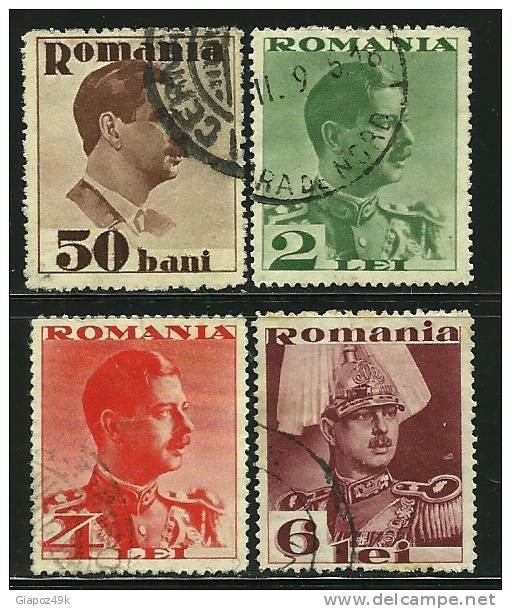 ● ROMANIA 1934 - Re CARLO II - N.  471 / 74  Usati, Serie Completo - Cat. ? € - Lotto N. 1460 - Gebraucht