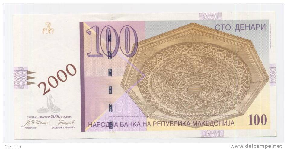 MACEDONIA -  MAZEDONIEN:  100 Denari 2000 UNC *LIMITED MILLENIUM EDITION * Scarce Banknote ! - Nordmazedonien