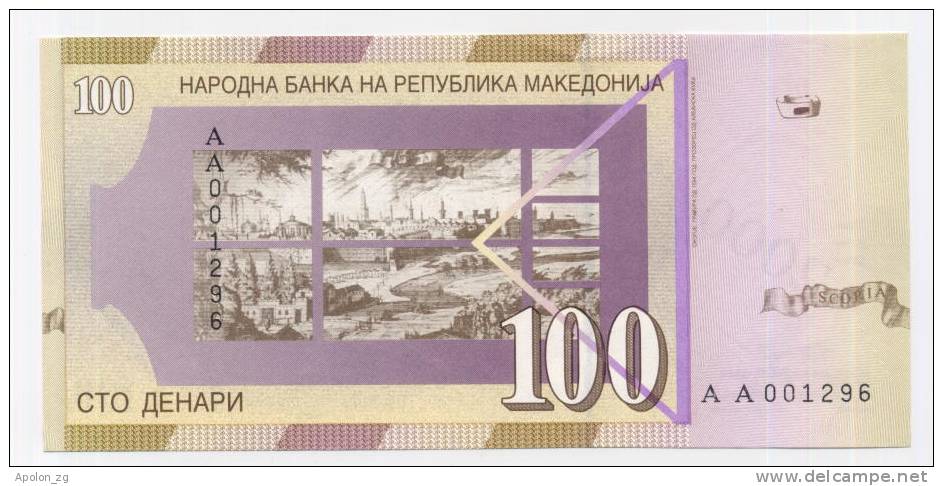 MACEDONIA -  MAZEDONIEN:  100 Denari 2000 UNC *LIMITED MILLENIUM EDITION * Scarce Banknote ! - Nordmazedonien