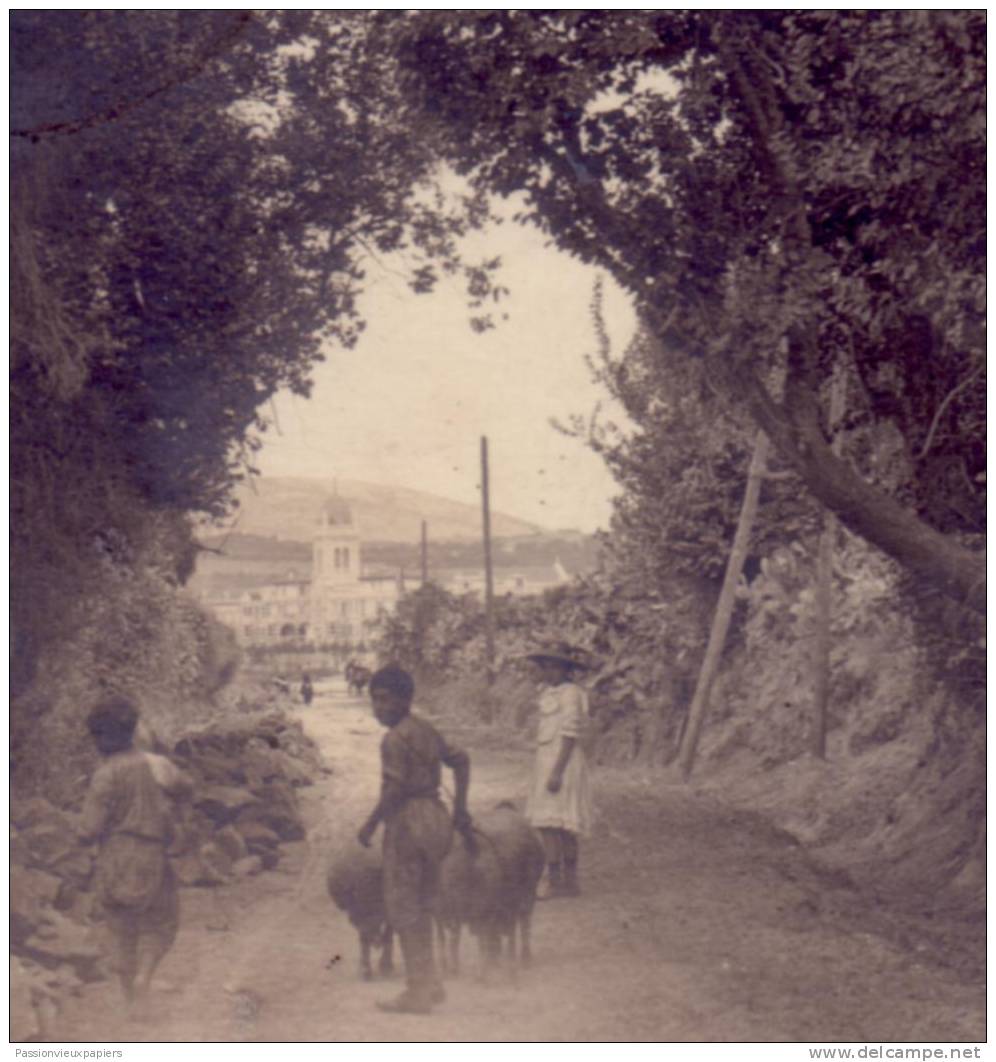 CARTE PHOTO:     BIZERTE  1908  CHEMIN EGLISE  ANIMATION - Tunisie